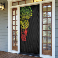 Hawaiian Traditional Tattoos Door Cover Kakau Tribal Tropical Plant Motif Kanaka Maoli Flag Color Inspired