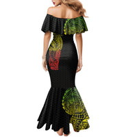 Hawaiian Traditional Tattoos Family Matching Mermaid Dress and Hawaiian Shirt Kakau Tribal Tropical Plant Motif Kanaka Maoli Flag Color Inspired