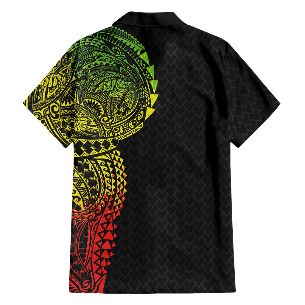 Hawaiian Traditional Tattoos Family Matching Summer Maxi Dress and Hawaiian Shirt Kakau Tribal Tropical Plant Motif Kanaka Maoli Flag Color Inspired