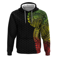 Hawaiian Traditional Tattoos Hoodie Kakau Tribal Tropical Plant Motif Kanaka Maoli Flag Color Inspired