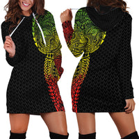 Hawaiian Traditional Tattoos Hoodie Dress Kakau Tribal Tropical Plant Motif Kanaka Maoli Flag Color Inspired LT03 - Polynesian Pride