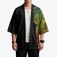 Hawaiian Traditional Tattoos Kimono Kakau Tribal Tropical Plant Motif Kanaka Maoli Flag Color Inspired
