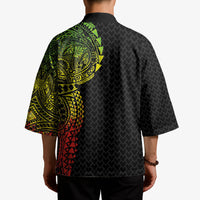 Hawaiian Traditional Tattoos Kimono Kakau Tribal Tropical Plant Motif Kanaka Maoli Flag Color Inspired