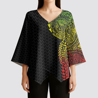 Hawaiian Traditional Tattoos Kimono Sleeve Blouse Kakau Tribal Tropical Plant Motif Kanaka Maoli Flag Color Inspired