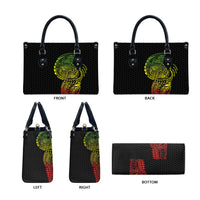 Hawaiian Traditional Tattoos Leather Bag Kakau Tribal Tropical Plant Motif Kanaka Maoli Flag Color Inspired