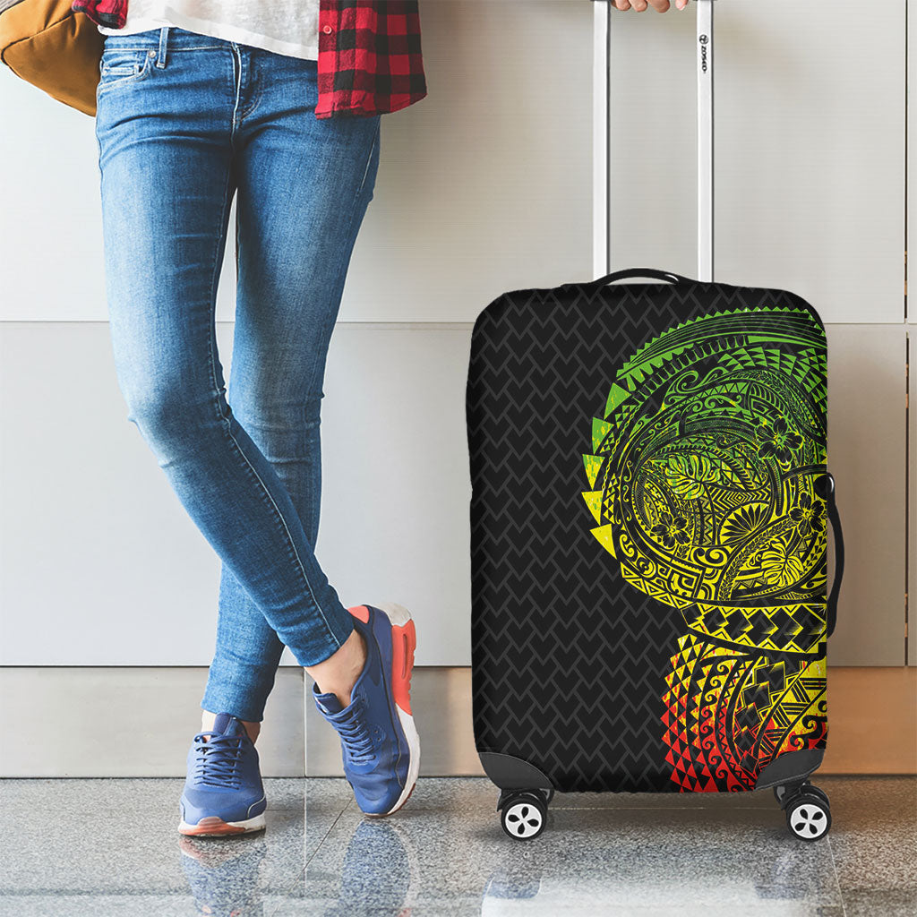 Hawaiian Traditional Tattoos Luggage Cover Kakau Tribal Tropical Plant Motif Kanaka Maoli Flag Color Inspired