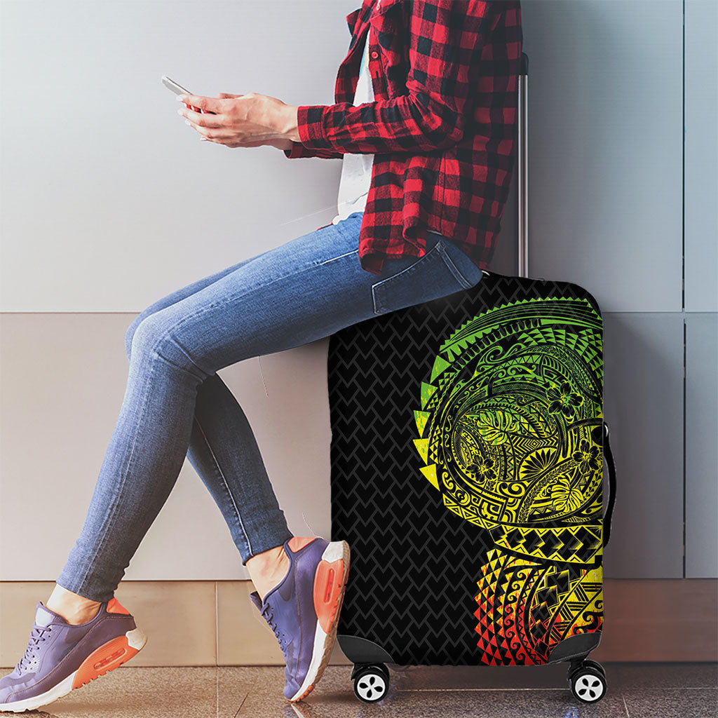 Hawaiian Traditional Tattoos Luggage Cover Kakau Tribal Tropical Plant Motif Kanaka Maoli Flag Color Inspired