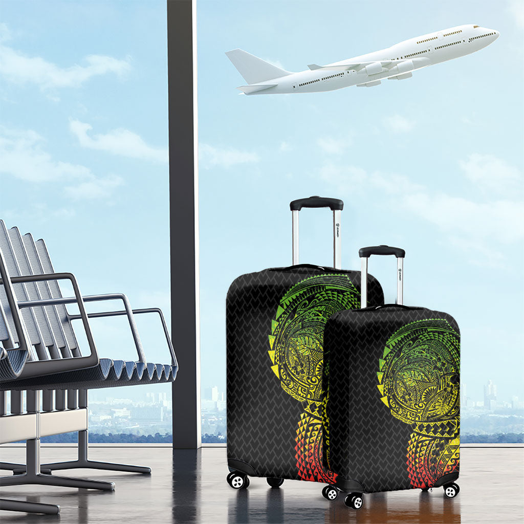 Hawaiian Traditional Tattoos Luggage Cover Kakau Tribal Tropical Plant Motif Kanaka Maoli Flag Color Inspired