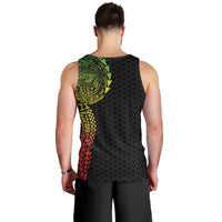 Hawaiian Traditional Tattoos Men Tank Top Kakau Tribal Tropical Plant Motif Kanaka Maoli Flag Color Inspired