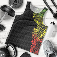 Hawaiian Traditional Tattoos Men Tank Top Kakau Tribal Tropical Plant Motif Kanaka Maoli Flag Color Inspired