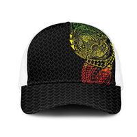 Hawaiian Traditional Tattoos Mesh Trucker Cap Kakau Tribal Tropical Plants Motif Kanaka Maoli Flag Color Inspired