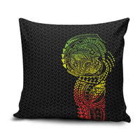 Hawaiian Traditional Tattoos Pillow Cover Kakau Tribal Tropical Plant Motif Kanaka Maoli Flag Color Inspired