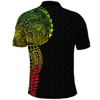 Hawaiian Traditional Tattoos Polo Shirt Kakau Tribal Tropical Plant Motif Kanaka Maoli Flag Color Inspired LT03 - Polynesian Pride
