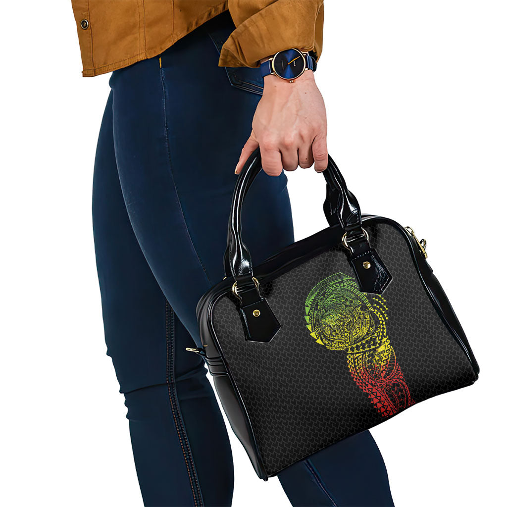 Hawaiian Traditional Tattoos Shoulder Handbag Kakau Tribal Tropical Plant Motif Kanaka Maoli Flag Color Inspired
