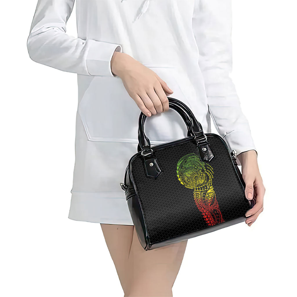 Hawaiian Traditional Tattoos Shoulder Handbag Kakau Tribal Tropical Plant Motif Kanaka Maoli Flag Color Inspired