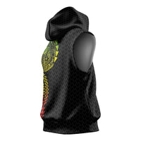 Hawaiian Traditional Tattoos Sleeveless Hoodie Kakau Tribal Tropical Plant Motif Kanaka Maoli Flag Color Inspired