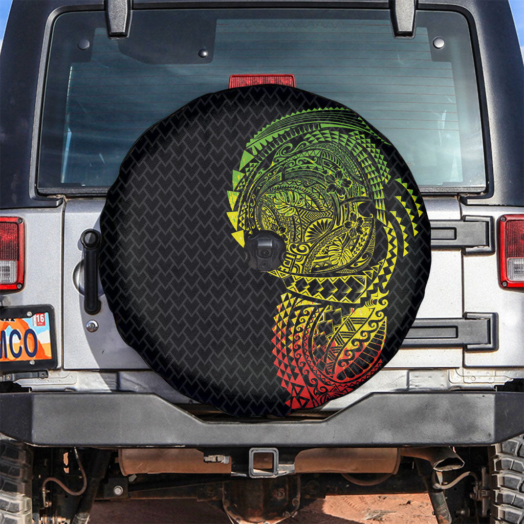Hawaiian Traditional Tattoos Spare Tire Cover Kakau Tribal Tropical Plant Motif Kanaka Maoli Flag Color Inspired