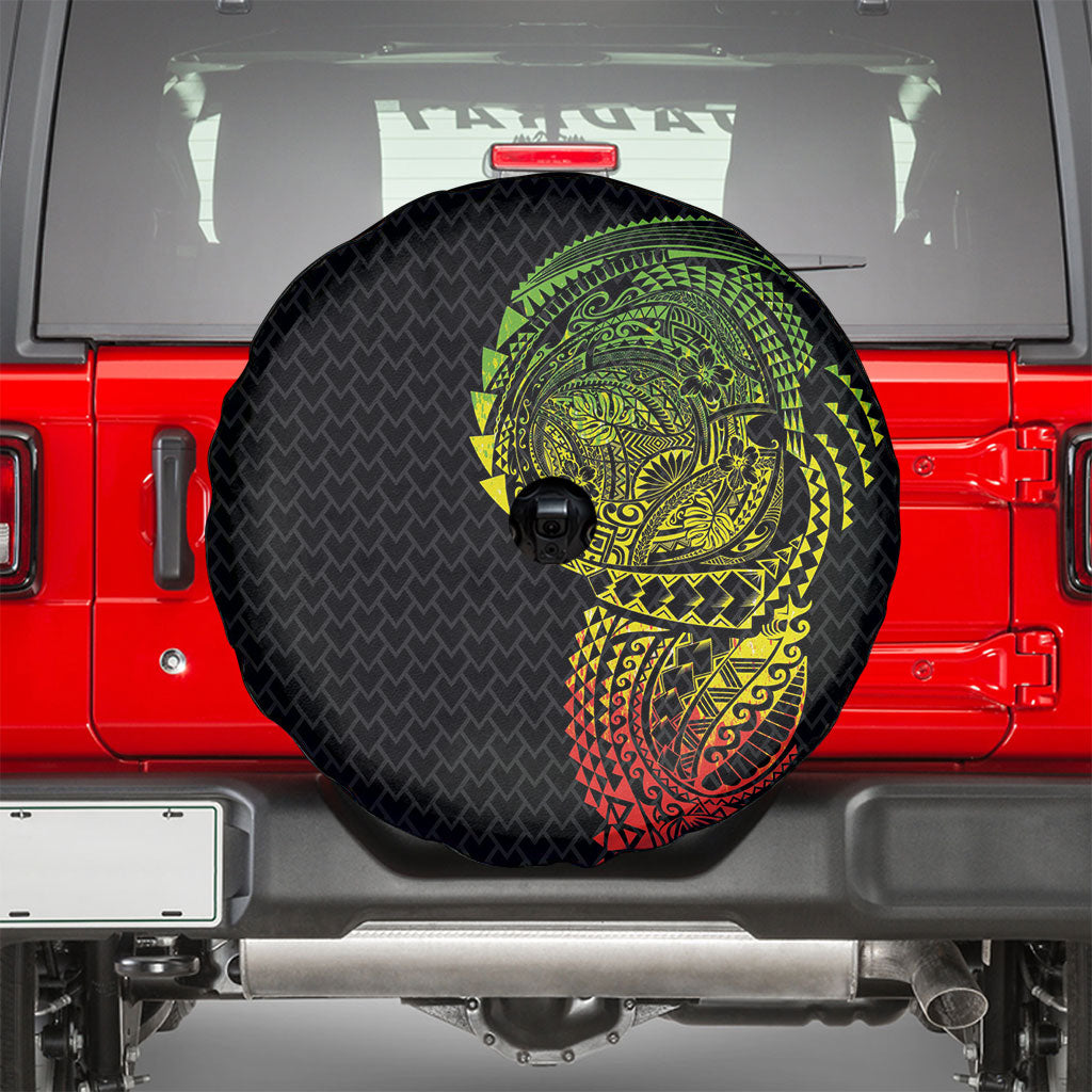 Hawaiian Traditional Tattoos Spare Tire Cover Kakau Tribal Tropical Plant Motif Kanaka Maoli Flag Color Inspired