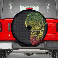 Hawaiian Traditional Tattoos Spare Tire Cover Kakau Tribal Tropical Plant Motif Kanaka Maoli Flag Color Inspired