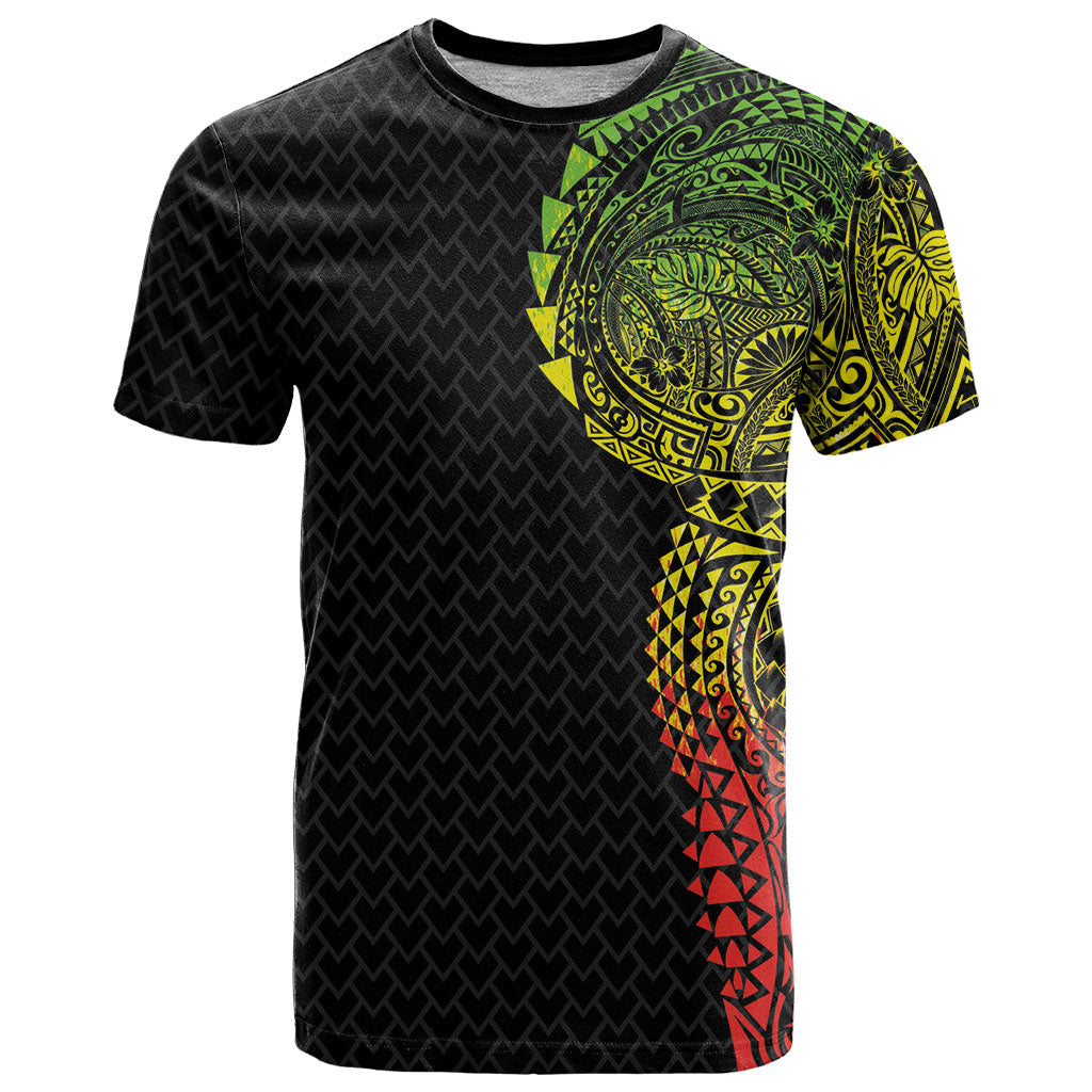 Hawaiian Traditional Tattoos T Shirt Kakau Tribal Tropical Plant Motif Kanaka Maoli Flag Color Inspired