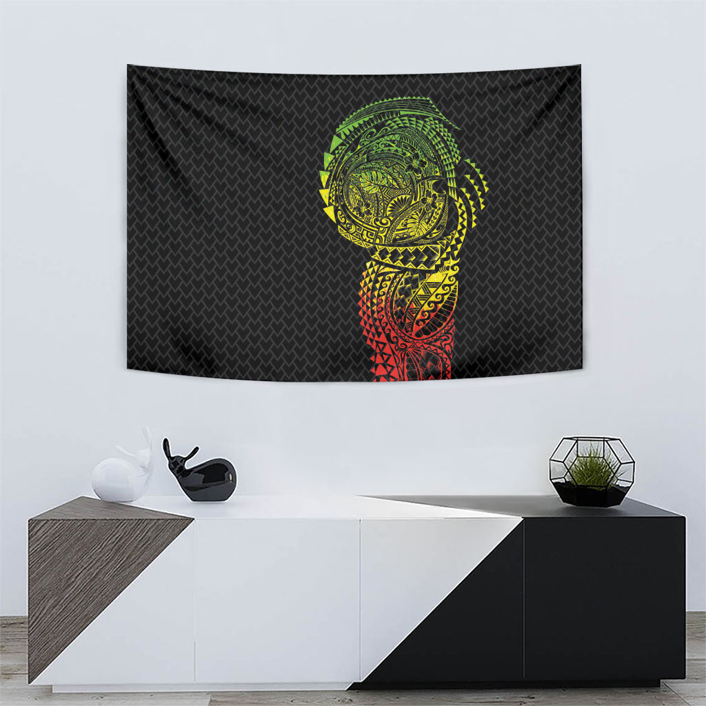 Hawaiian Traditional Tattoos Tapestry Kakau Tribal Tropical Plant Motif Kanaka Maoli Flag Color Inspired