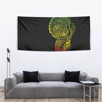 Hawaiian Traditional Tattoos Tapestry Kakau Tribal Tropical Plant Motif Kanaka Maoli Flag Color Inspired
