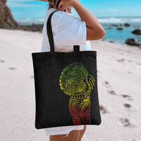Hawaiian Traditional Tattoos Tote Bag Kakau Tribal Tropical Plant Motif Kanaka Maoli Flag Color Inspired