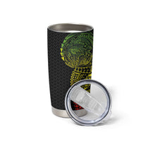 Hawaiian Traditional Tattoos Tumbler Cup Kakau Tribal Tropical Plant Motif Kanaka Maoli Flag Color Inspired