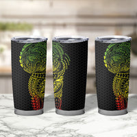 Hawaiian Traditional Tattoos Tumbler Cup Kakau Tribal Tropical Plant Motif Kanaka Maoli Flag Color Inspired