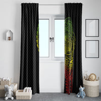 Hawaiian Traditional Tattoos Window Curtain Kakau Tribal Tropical Plant Motif Kanaka Maoli Flag Color Inspired