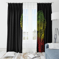 Hawaiian Traditional Tattoos Window Curtain Kakau Tribal Tropical Plant Motif Kanaka Maoli Flag Color Inspired