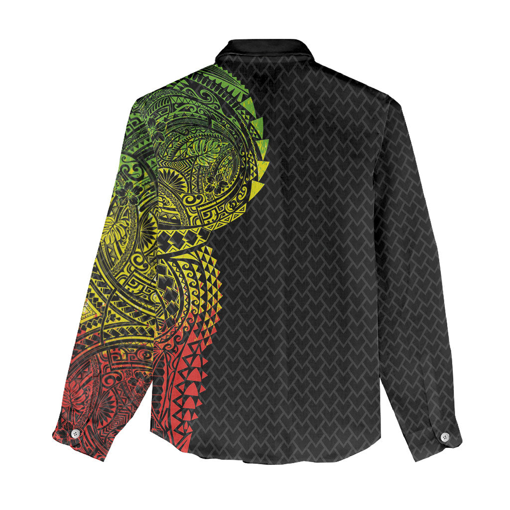 Hawaiian Traditional Tattoos Women Casual Shirt Kakau Tribal Tropical Plant Motif Kanaka Maoli Flag Color Inspired
