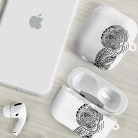 Hawaiian Traditional Tattoos AirPods Case Kakau Tribal Tropical Plant Motif White Color