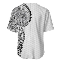 Hawaiian Traditional Tattoos Baseball Jersey Kakau Tribal Tropical Plant Motif White Color