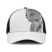 Hawaiian Traditional Tattoos Baseball Net Cap Kakau Tribal Tropical Plants Motif White Color LT03 One Size Black White - Polynesian Pride