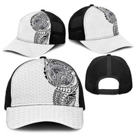 Hawaiian Traditional Tattoos Baseball Net Cap Kakau Tribal Tropical Plants Motif White Color LT03 - Polynesian Pride