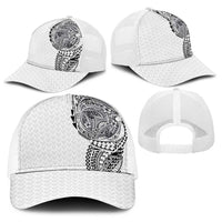 Hawaiian Traditional Tattoos Baseball Net Cap Kakau Tribal Tropical Plants Motif White Color LT03 - Polynesian Pride