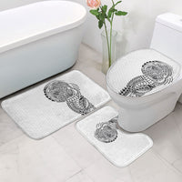 Hawaiian Traditional Tattoos Bathroom Set Kakau Tribal Tropical Plant Motif White Color