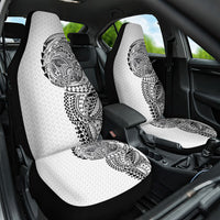 Hawaiian Traditional Tattoos Car Seat Cover Kakau Tribal Tropical Plant Motif White Color