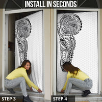 Hawaiian Traditional Tattoos Door Cover Kakau Tribal Tropical Plant Motif White Color