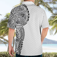 Hawaiian Traditional Tattoos Hawaiian Shirt Kakau Tribal Tropical Plant Motif White Color