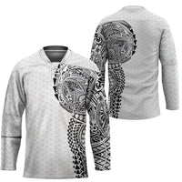 Hawaiian Traditional Tattoos Hockey Jersey Kakau Tribal Tropical Plant Motif White Color