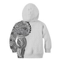 Hawaiian Traditional Tattoos Kid Hoodie Kakau Tribal Tropical Plant Motif White Color
