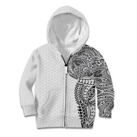 Hawaiian Traditional Tattoos Kid Hoodie Kakau Tribal Tropical Plant Motif White Color