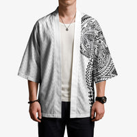 Hawaiian Traditional Tattoos Kimono Kakau Tribal Tropical Plant Motif White Color