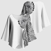 Hawaiian Traditional Tattoos Kimono Sleeve Blouse Kakau Tribal Tropical Plant Motif White Color