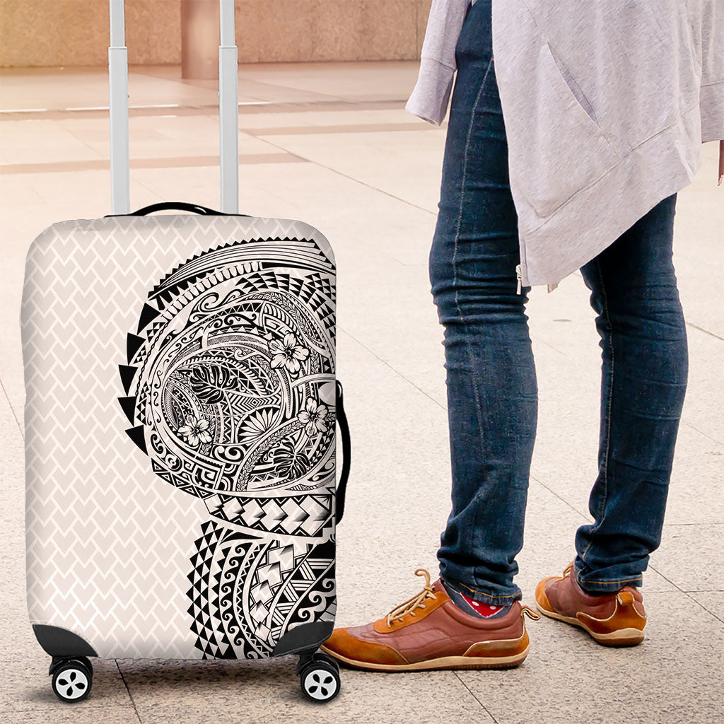 Hawaiian Traditional Tattoos Luggage Cover Kakau Tribal Tropical Plant Motif White Color
