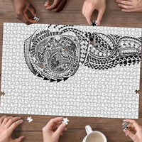 Hawaiian Traditional Tattoos Puzzle Kakau Tribal Tropical Plant Motif White Color