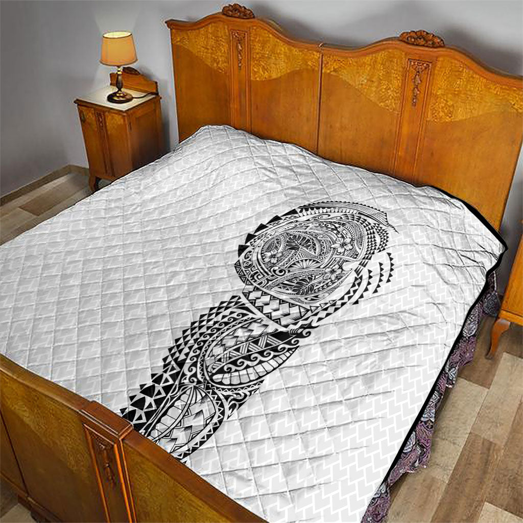 Hawaiian Traditional Tattoos Quilt Kakau Tribal Tropical Plant Motif White Color