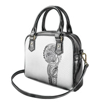 Hawaiian Traditional Tattoos Shoulder Handbag Kakau Tribal Tropical Plant Motif White Color
